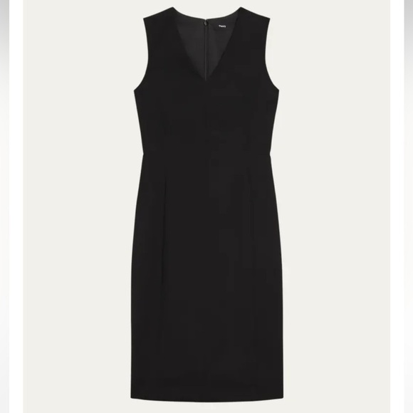 Theory Women’s Slim Midi Sheath Dress Black Wool Cashmere Blend Size 6 - Picture 1 of 5